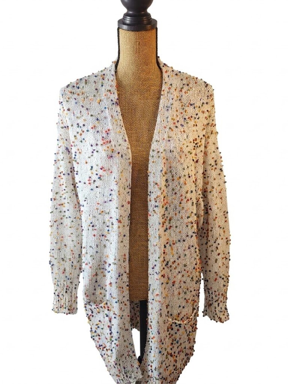 🌈 Olive Street Confetti Popcorn Knit Cardigan Large Boutique